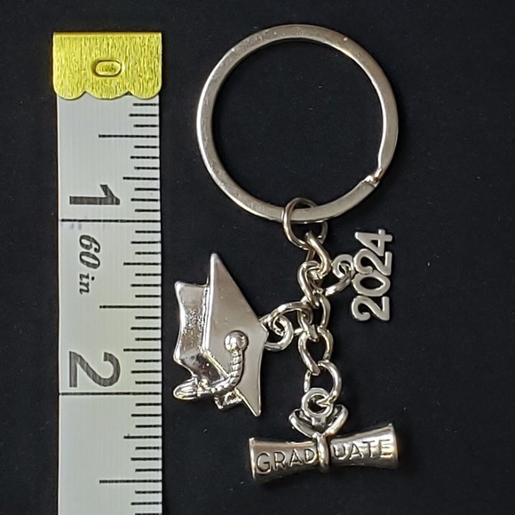 Class of 2024 Graduate Key Chain Cap Tassel Diploma Key Ring College HS (B) - Picture 6 of 6